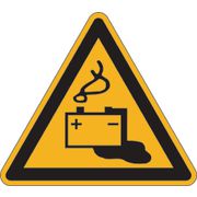 Schild „Warnung vor Gefahren durch Batterien“
